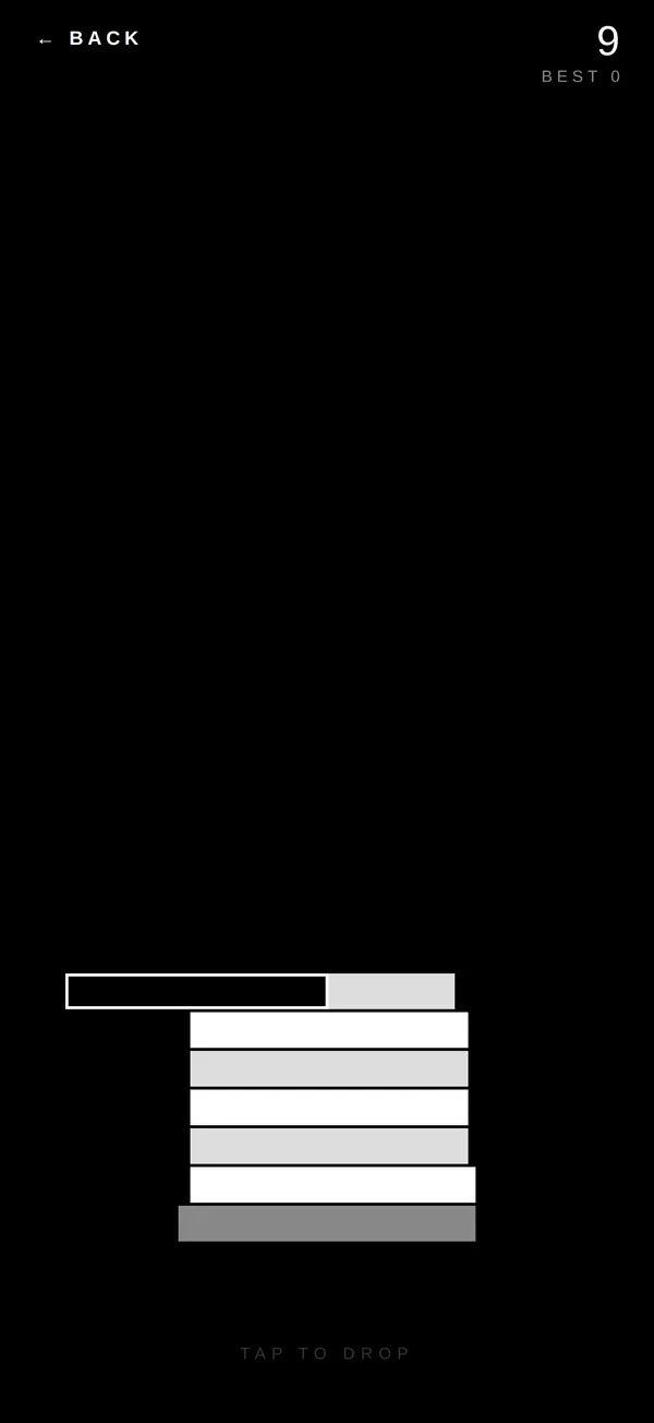 Tap Stack: a tower of stacked blocks with the next block sweeping across
