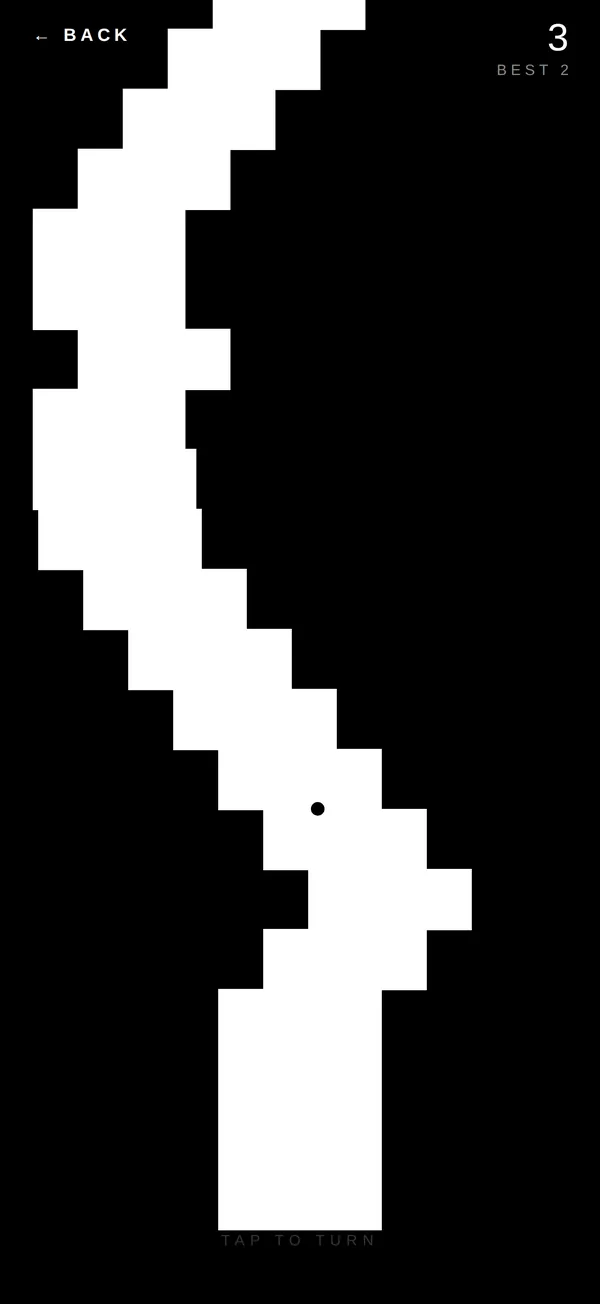 Zig Zag: the ball on a winding white path
