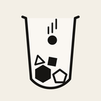 PlunkDrop app icon: an ink beaker with shapes inside and a dot dropping in